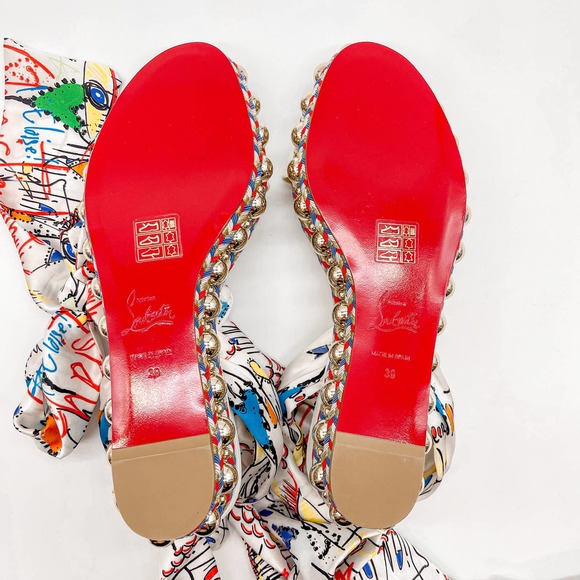 Christian Louboutin Sandals Espadrilles Flats White Leather Bow Made in Spain 39 - Picture 4 of 12